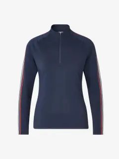 Cross W Stripe Zip Polo LS