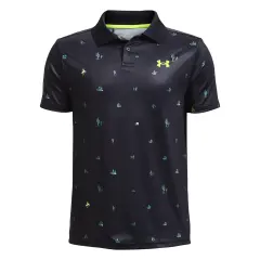 Under Armour Boys Performance Printed Polo, Musta