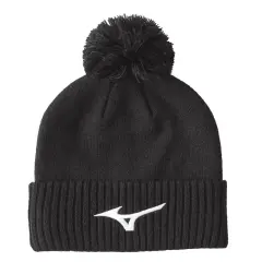 Mizuno Crested Bobble Beanie, Musta