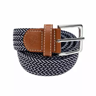 Style On Greens Braided Belt, Tummansininen, Valkoinen, 107cm