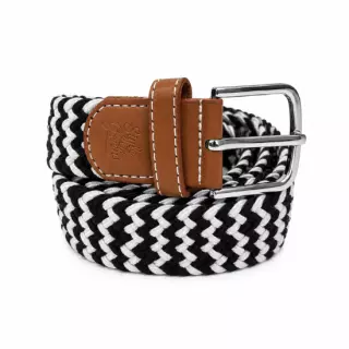 Style On Greens Braided Belt, Musta, Valkoinen, 107cm