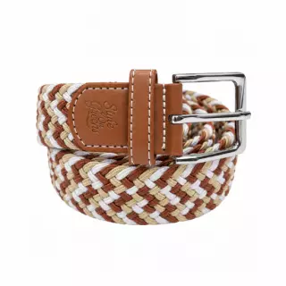 Style On Greens Braided Belt, Valkoinen, Beige, 107cm