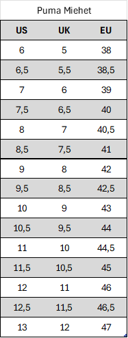 Size Chart